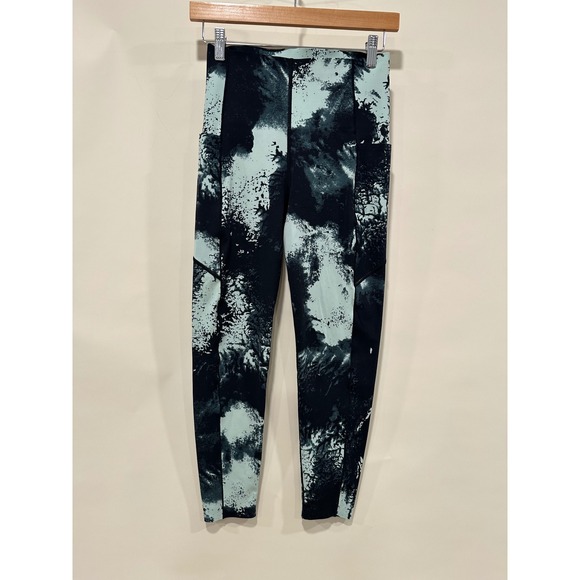 Sweaty Betty Power 7/8 Leggings Women's Size US 6 Black Blue Abstract Print - Picture 1 of 6